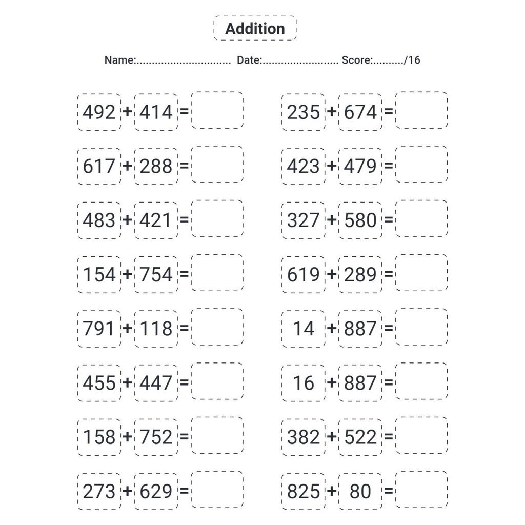 Addition Math Workbook for Kids