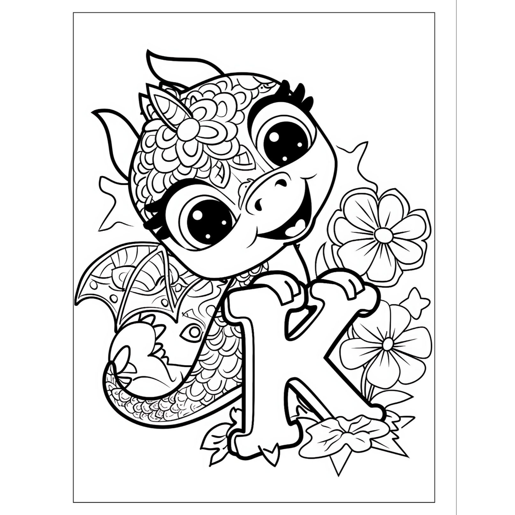 Alphabet and Numbers Dragon Coloring Book
