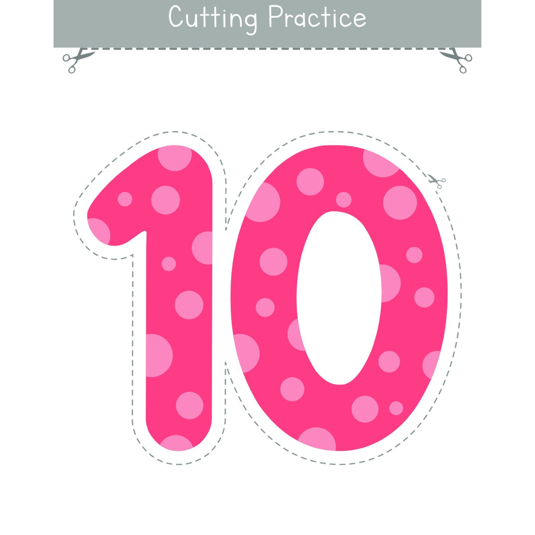 Numbers 0 to 10 Cutting Practice Worksheets