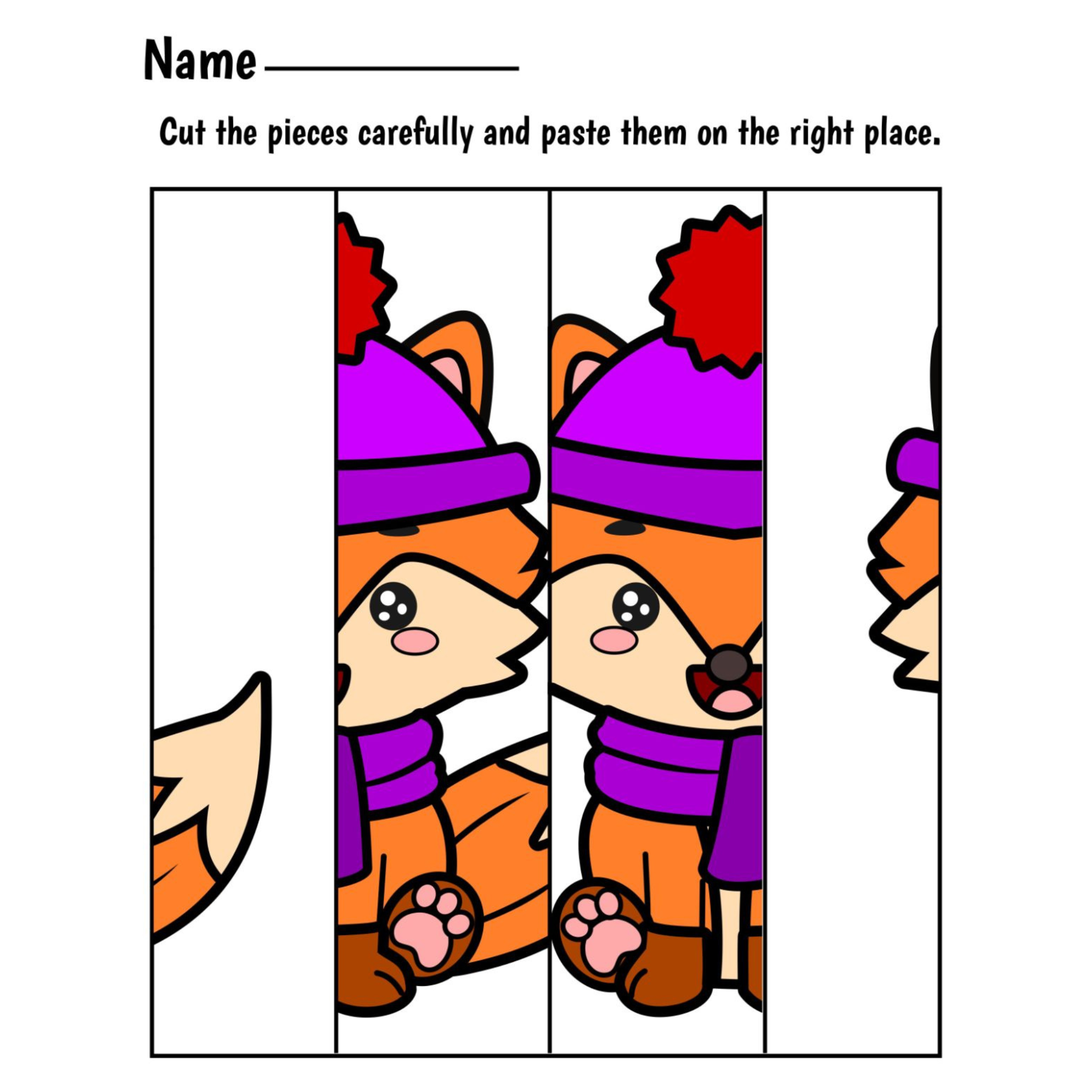 Winter Fine Motor Puzzles Cut and Paste Activities