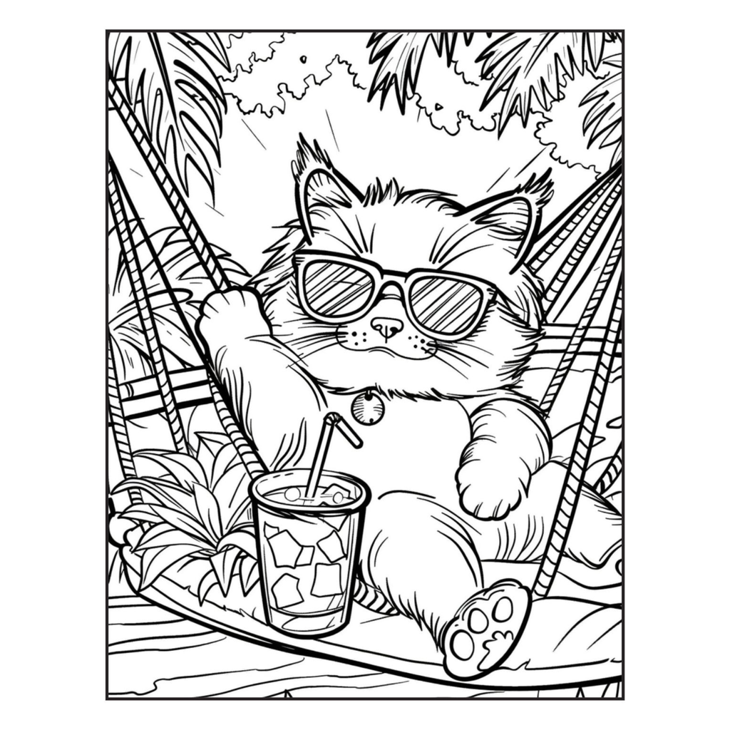 Cute Kawaii Cat Coloring Pages