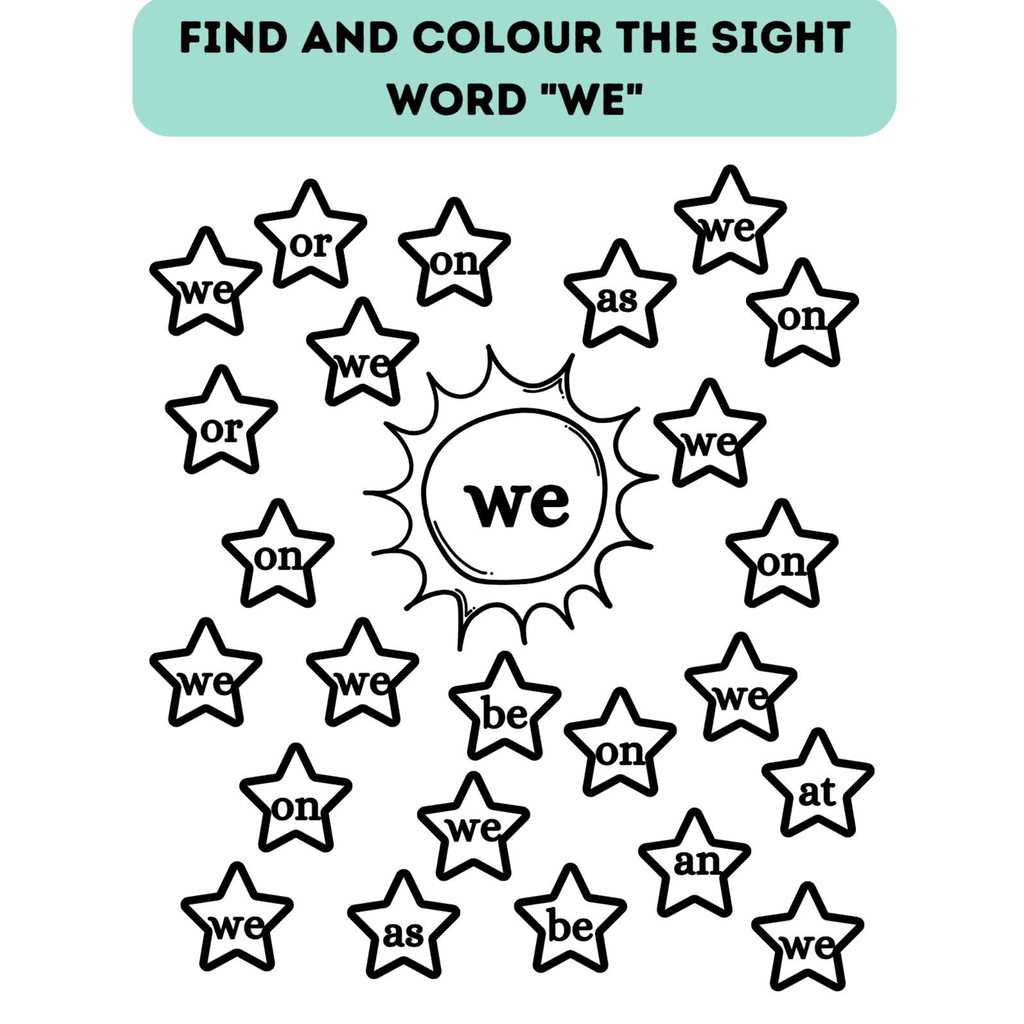 Sight Word Find and Color Worksheets