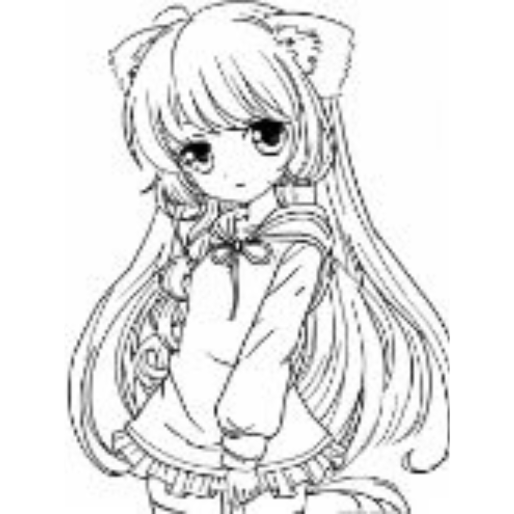 Cute Anime Girl Coloring Book