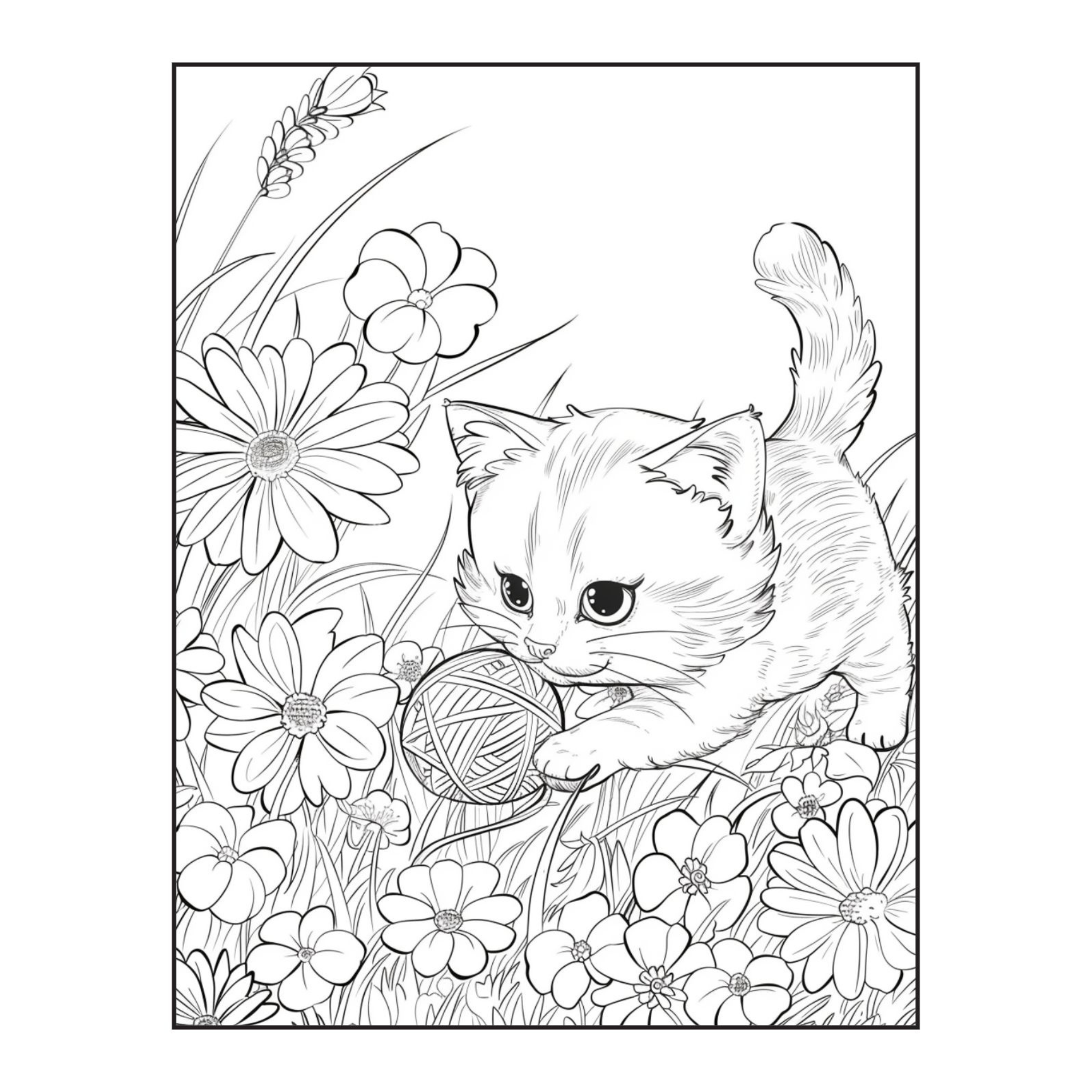 Cute Kawaii Cat Coloring Pages