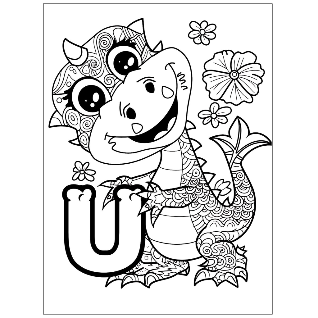 Alphabet and Numbers Dragon Coloring Book