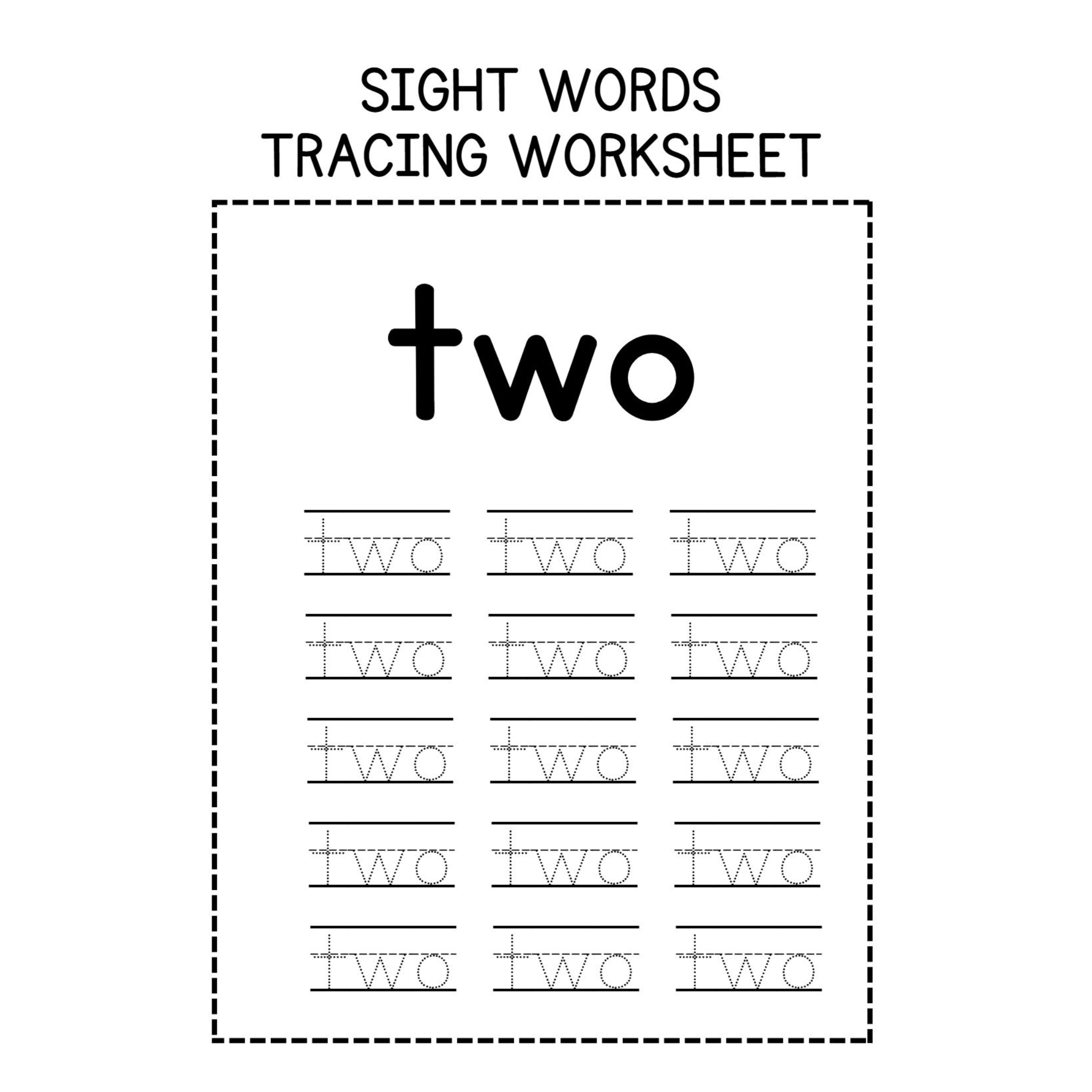 Sight Word Tracing Sentence Worksheets
