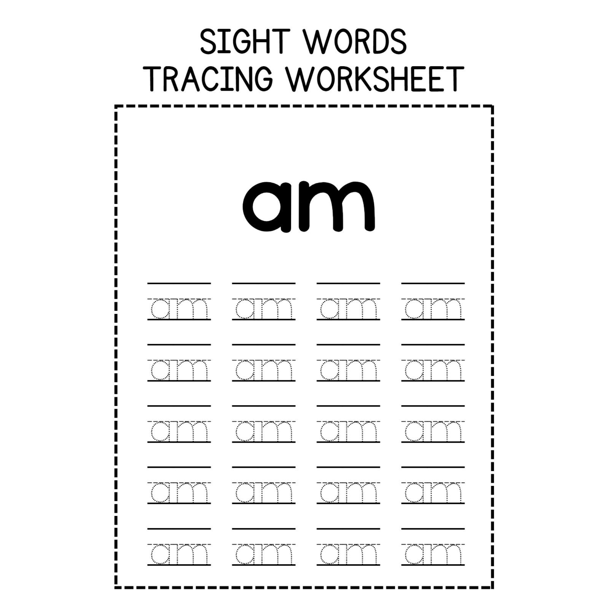 Sight Word Tracing Sentence Worksheets