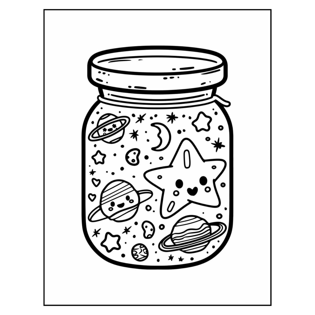 Kawaii in Jar Coloring Pages