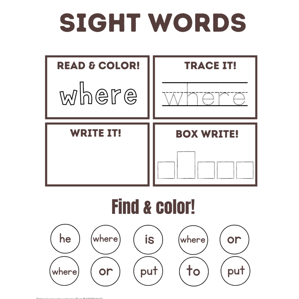 Sight Words Read Trace Write Worksheets