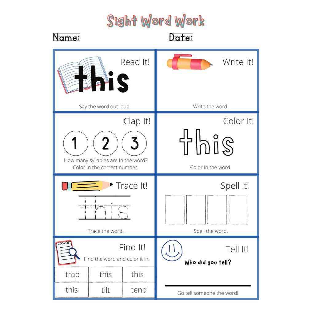 Sight Words Activity Workbook