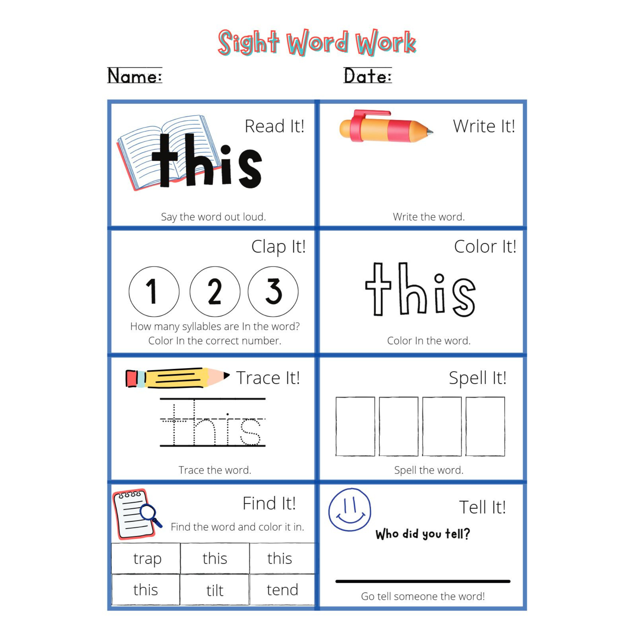 Sight Words Activity Workbook