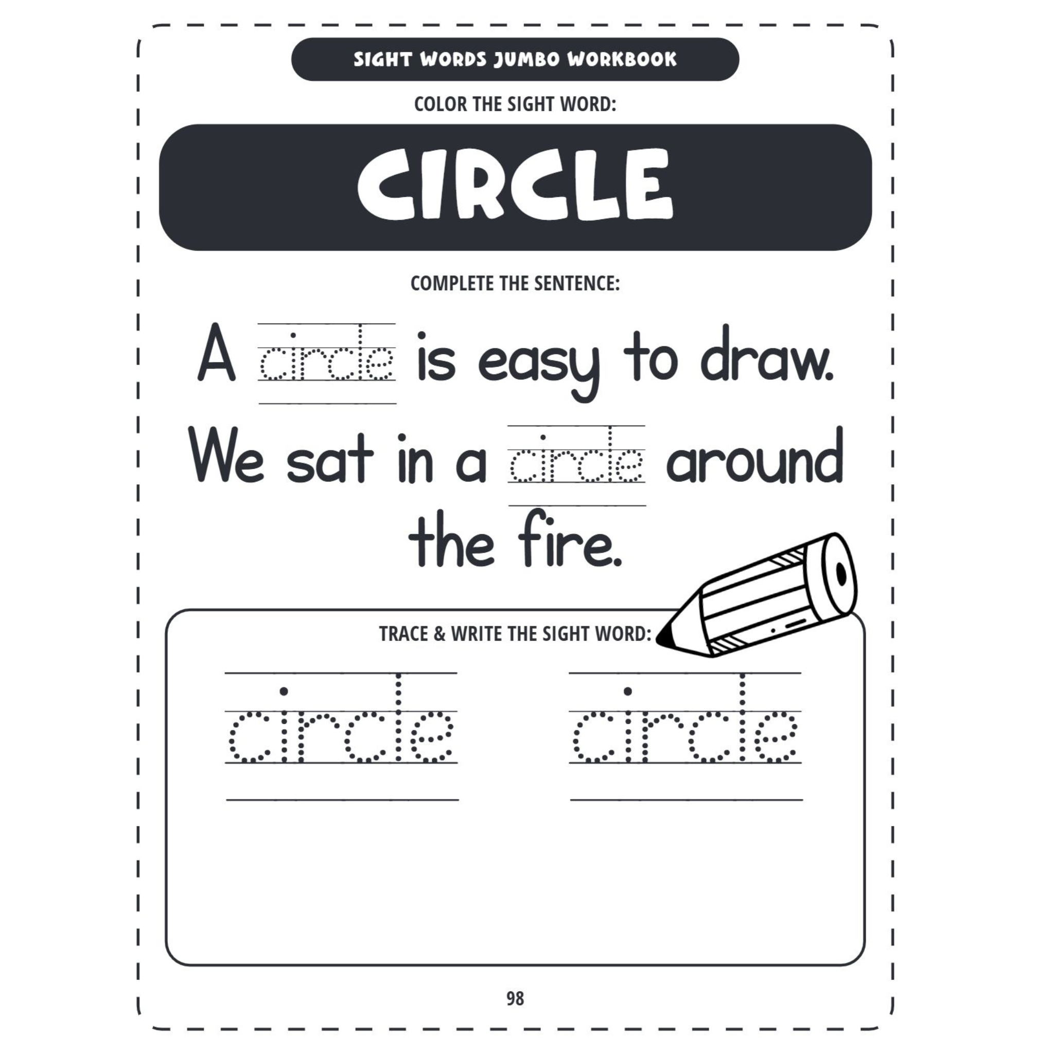 Sight Words Jumbo Workbook Trace Write Color Activities