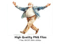 Joyous senior man jumping watercolor art digital product.