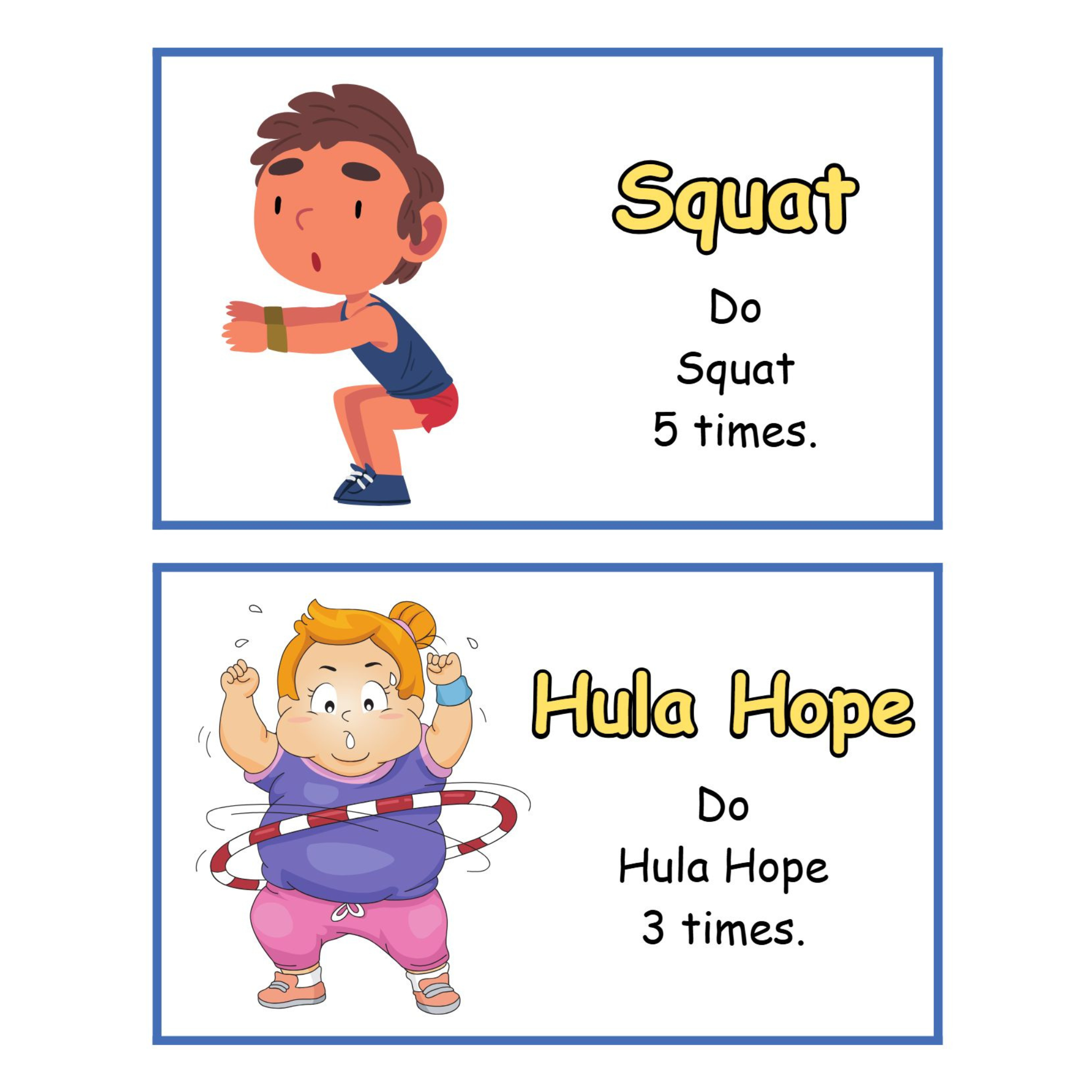 Kids Sports Training Exercise Cards