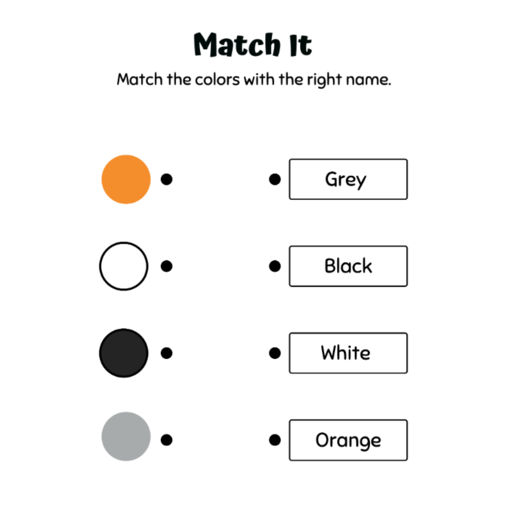 Match Colors to Names Worksheets