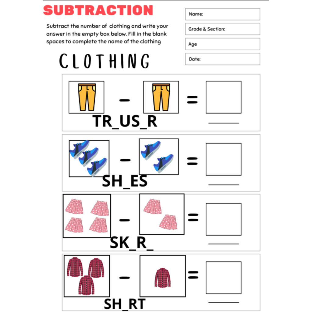 Math Spelling Addition Subtraction Worksheets