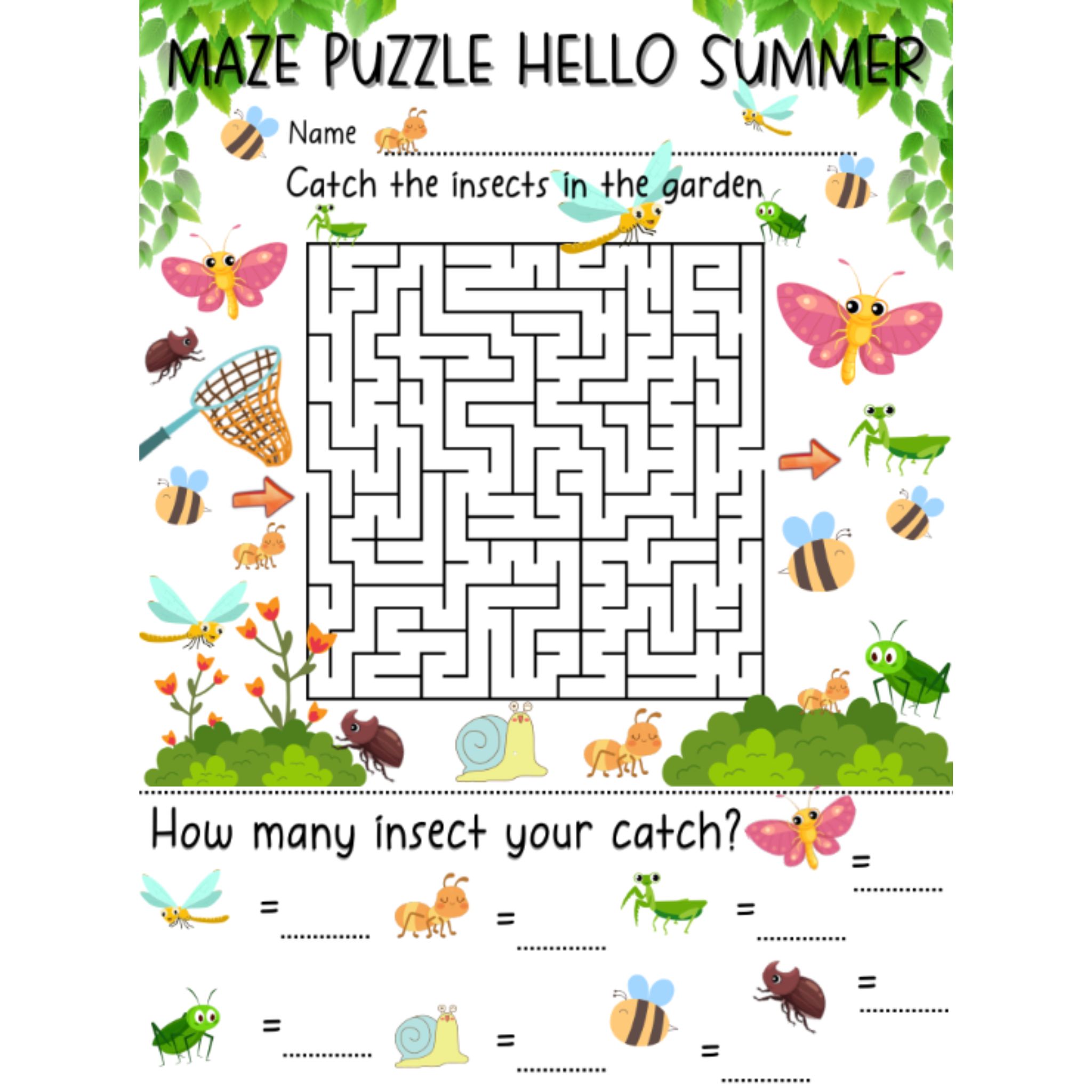 Maze Puzzle Counting Activity Worksheets