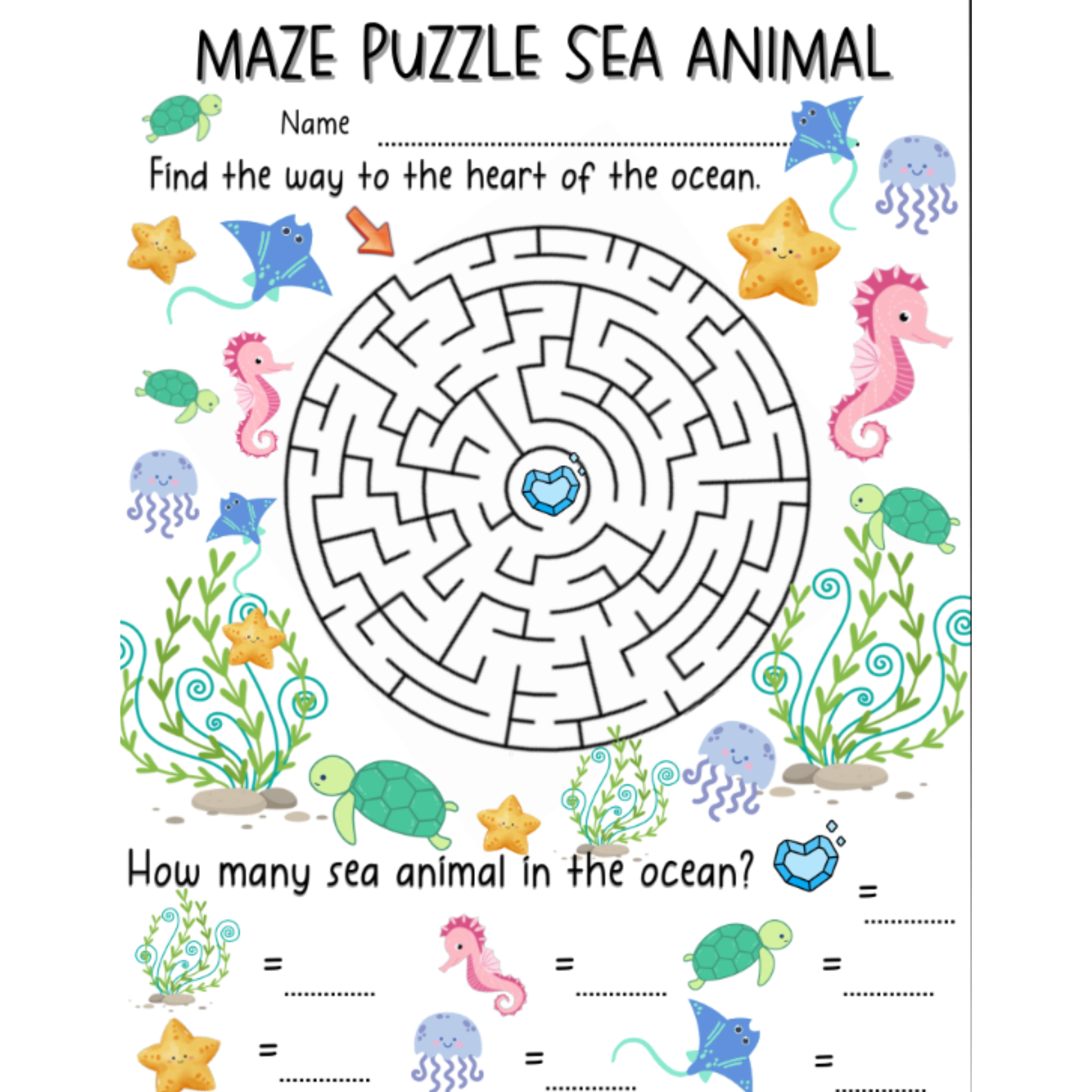 Maze Puzzle Counting Activity Worksheets