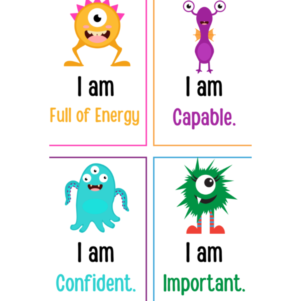 Monster Positive Affirmation Cards for Kids