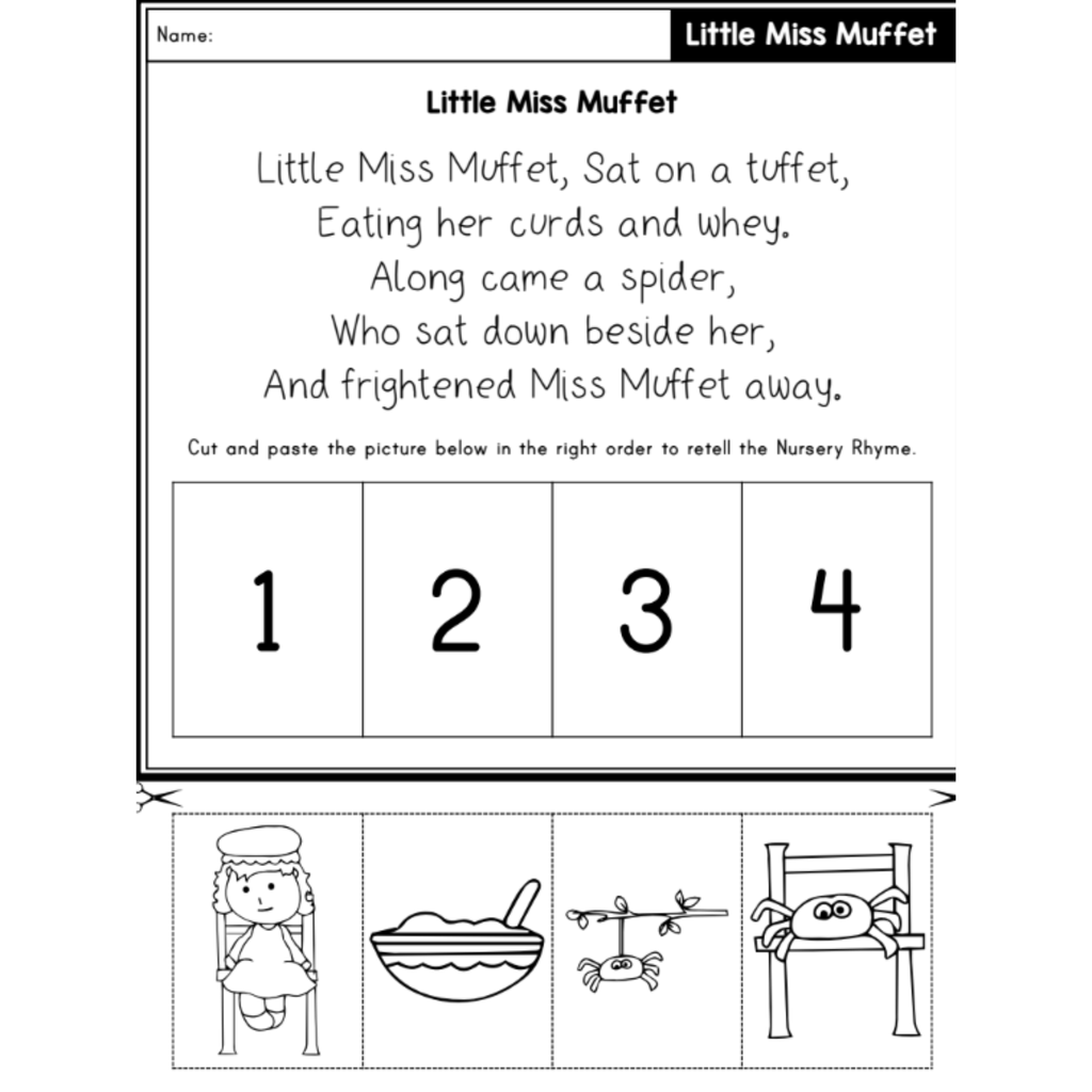 Nursery Rhymes Story Retelling Worksheets