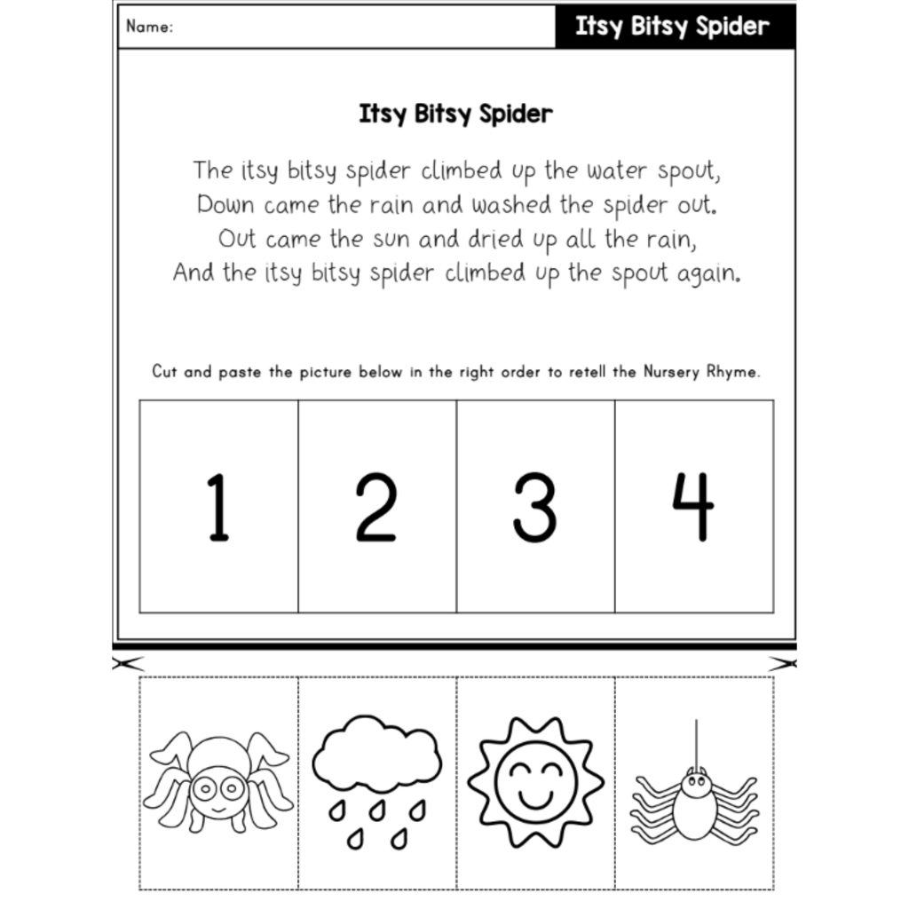 Nursery Rhymes Story Retelling Worksheets