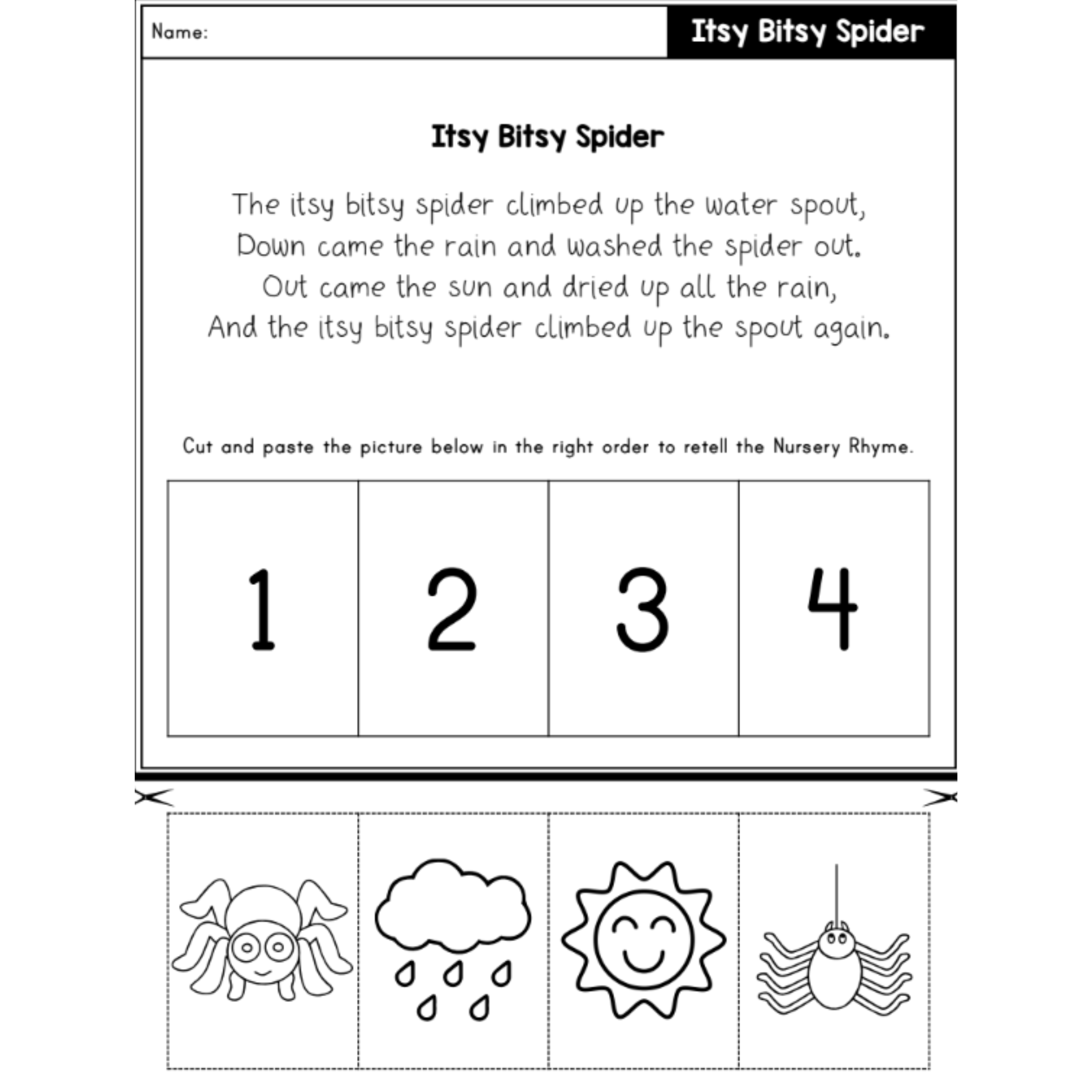 Nursery Rhymes Story Retelling Worksheets