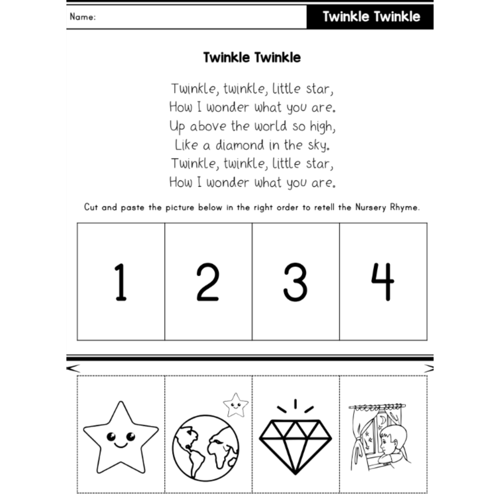 Nursery Rhymes Story Retelling Worksheets