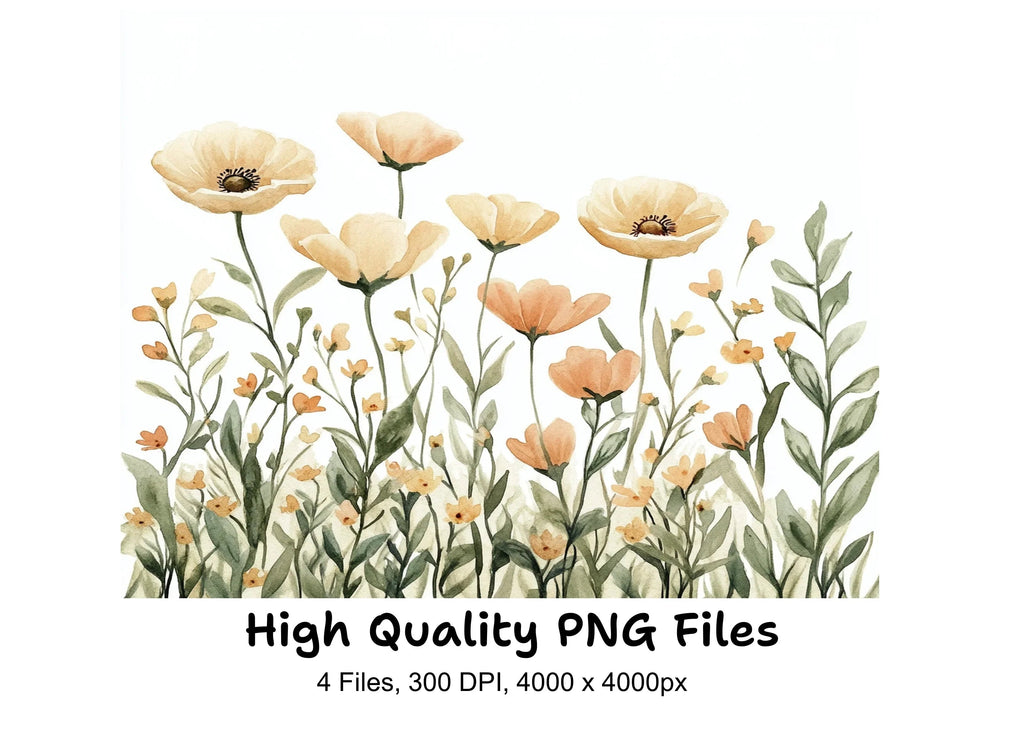Soft Pastel Floral Clipart Bundle