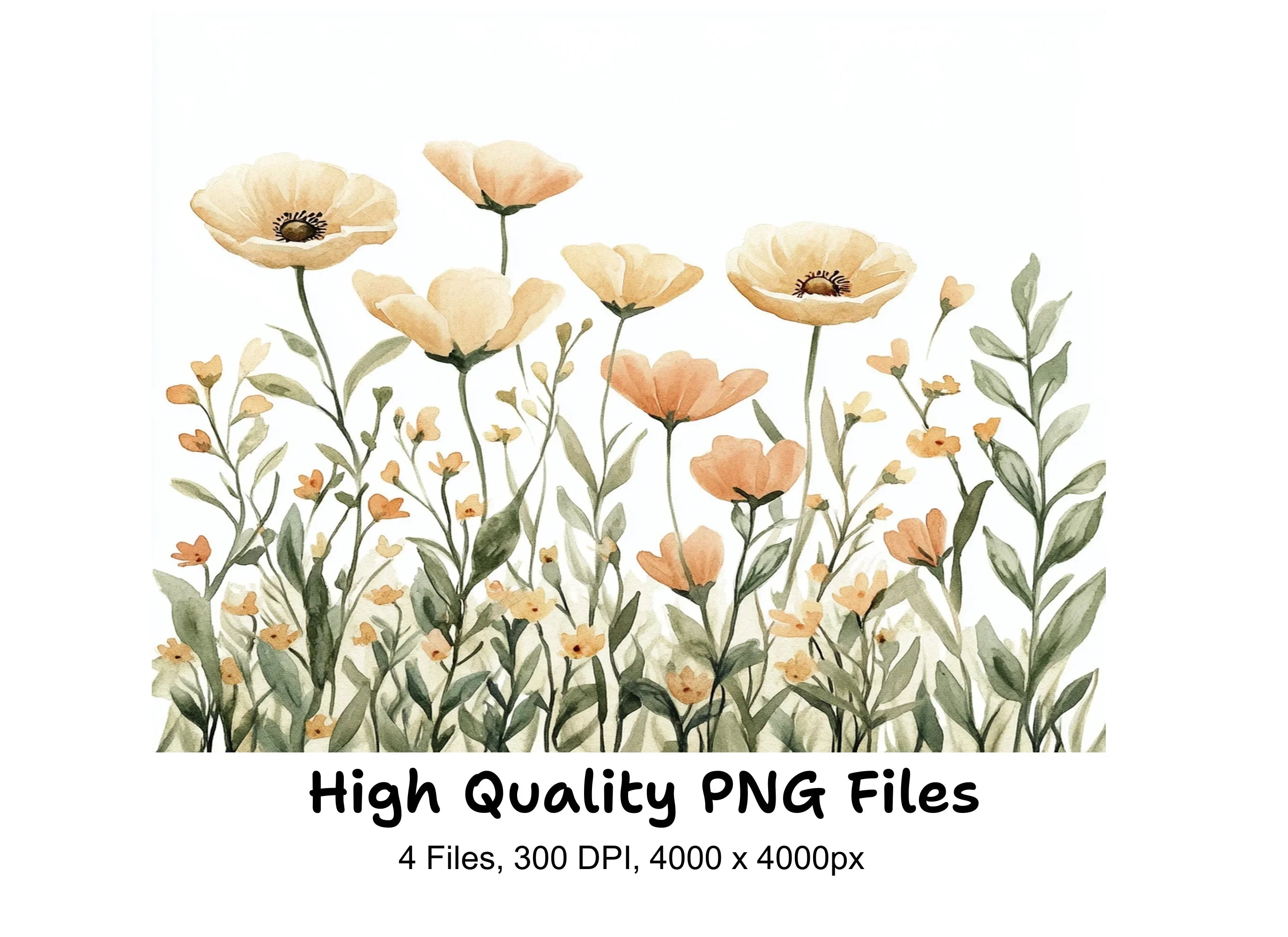Soft Pastel Floral Clipart Bundle