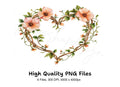 Heart Floral Wreath Clipart Bundle