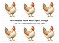 Brown Hen Farm Animal Clipart Bundle