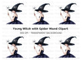 Mystical Witch with Spider Wand Clipart Bundle