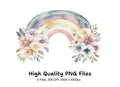 Pastel Floral Rainbow Clipart Bundle