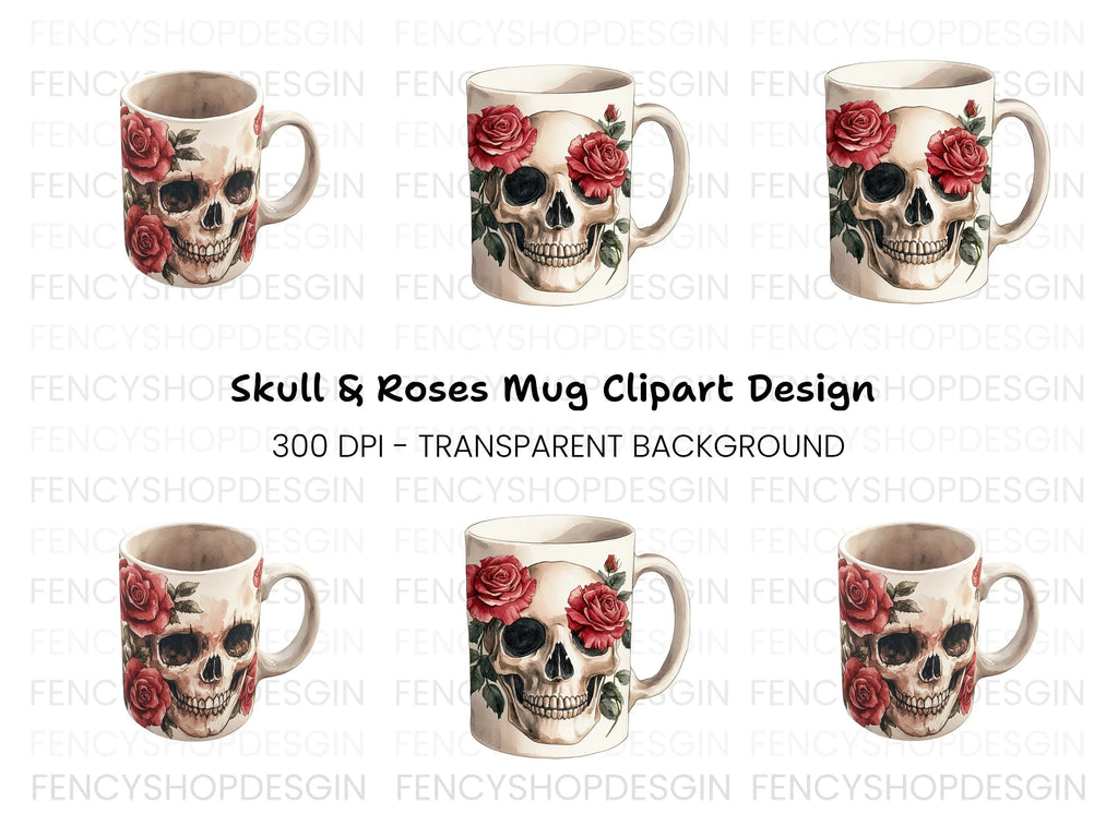Skull Roses Clipart Bundle