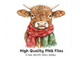 Festive Highland Cow Clipart Bundle