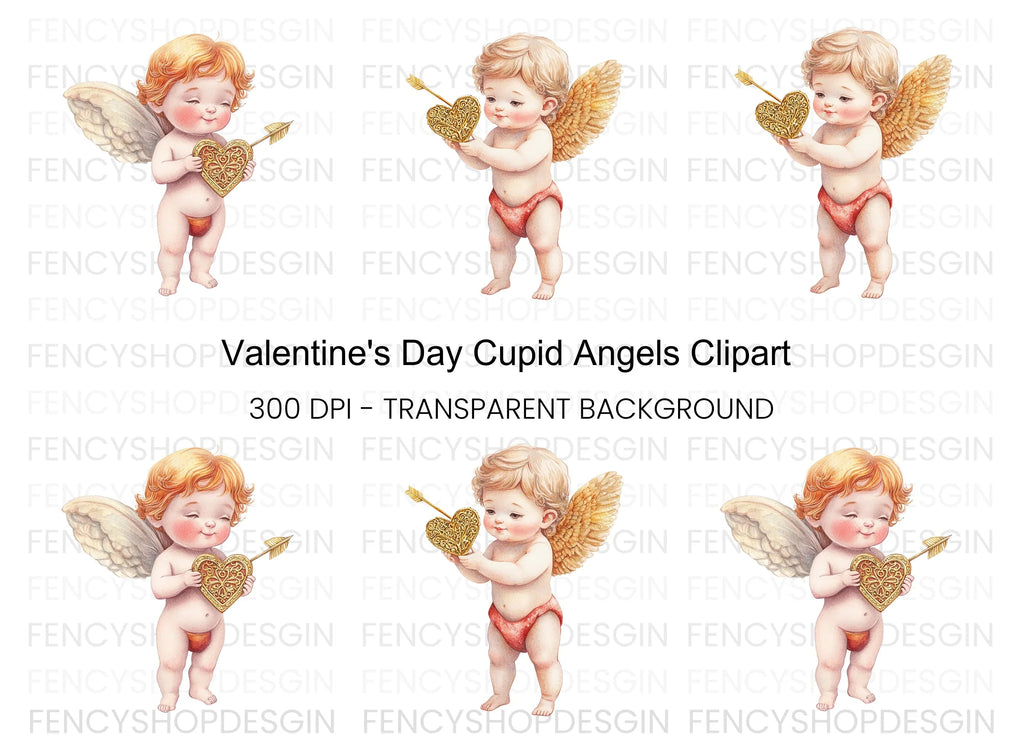 Cute Cupid Valentine Day Clipart Bundle