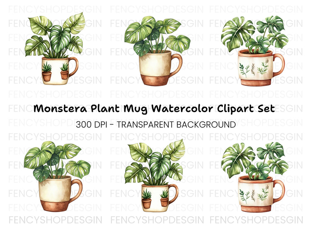 Monstera Plant Clipart Bundle