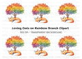 Sleeping Fox Under Rainbow Tree Clipart Bundle