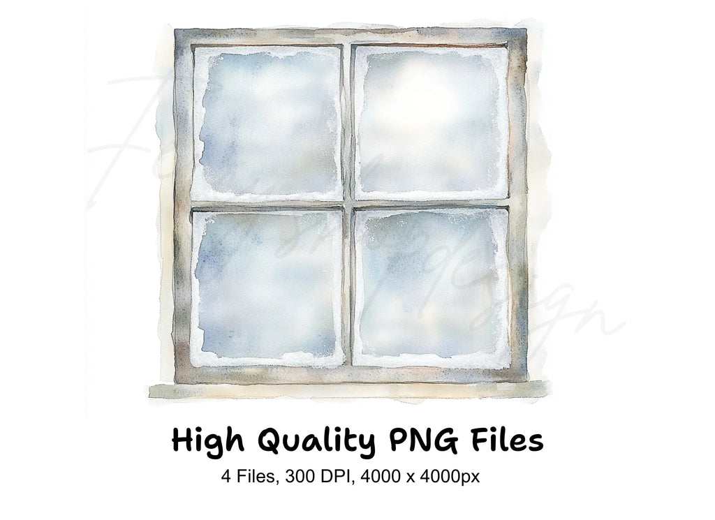 Frosted Winter Window Clipart Bundle