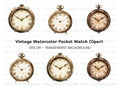 Antique Pocket Watch Clipart Bundle
