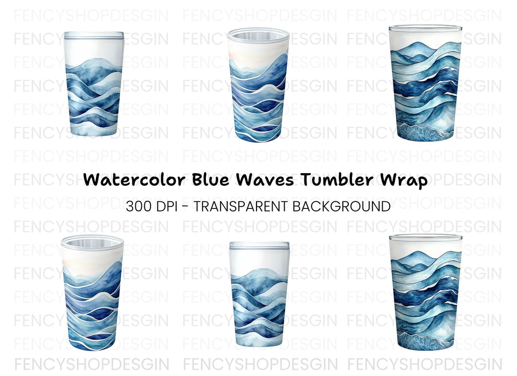 Blue Wave Tumblers Clipart Bundle