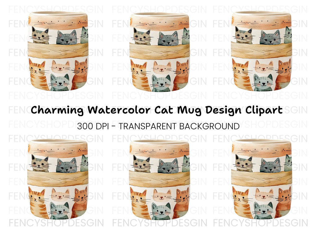 Cute Cat Faces Clipart Bundle