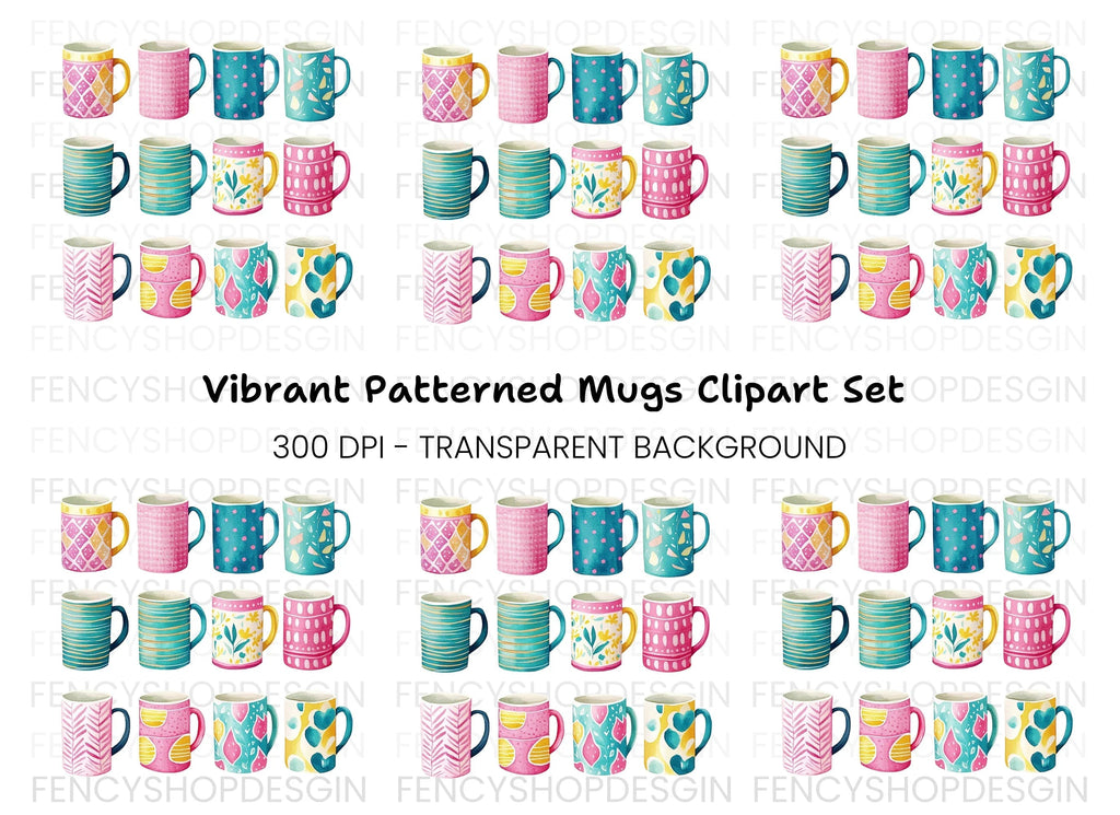 Pattern Mugs Clipart Bundle