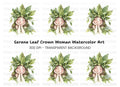 Nature Embrace Green Leaf Girl Clipart Bundle