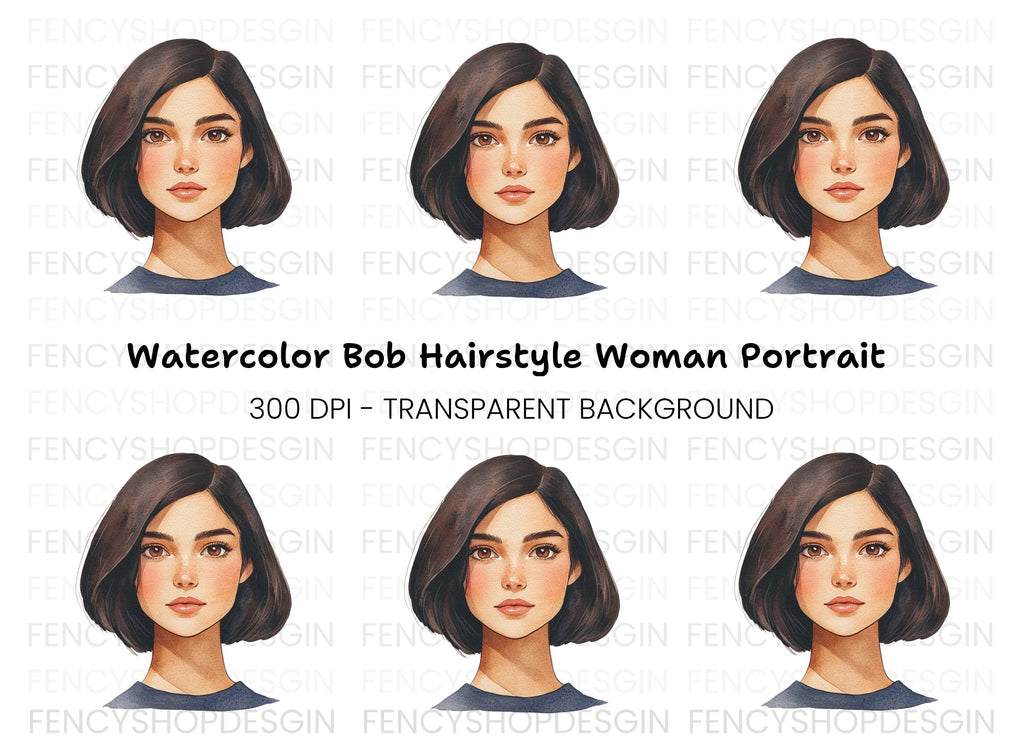 Bob Haircut Girl Clipart Bundle