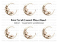 Floral Crescent Moon Clipart Bundle