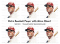 Vintage Baseball Player Clipart Bundle