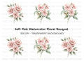 Pink Rose Floral Clipart Bundle