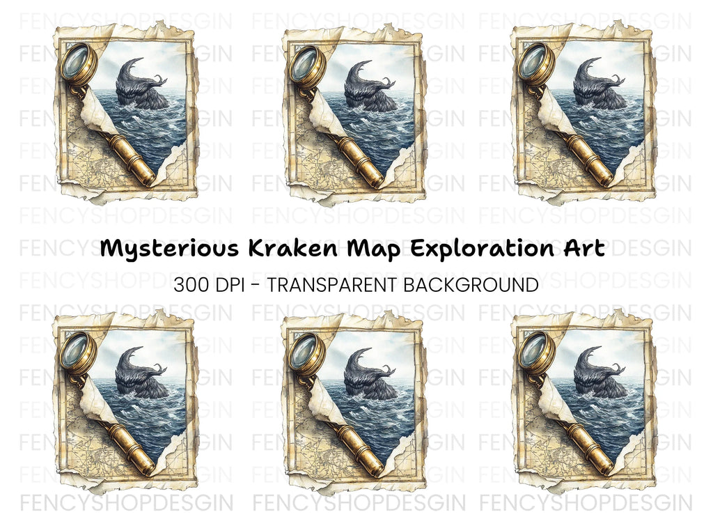 Sea Monster Map Adventure Clipart Bundle