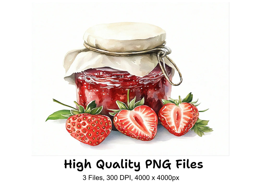 Strawberry Jam Jar Clipart Bundle